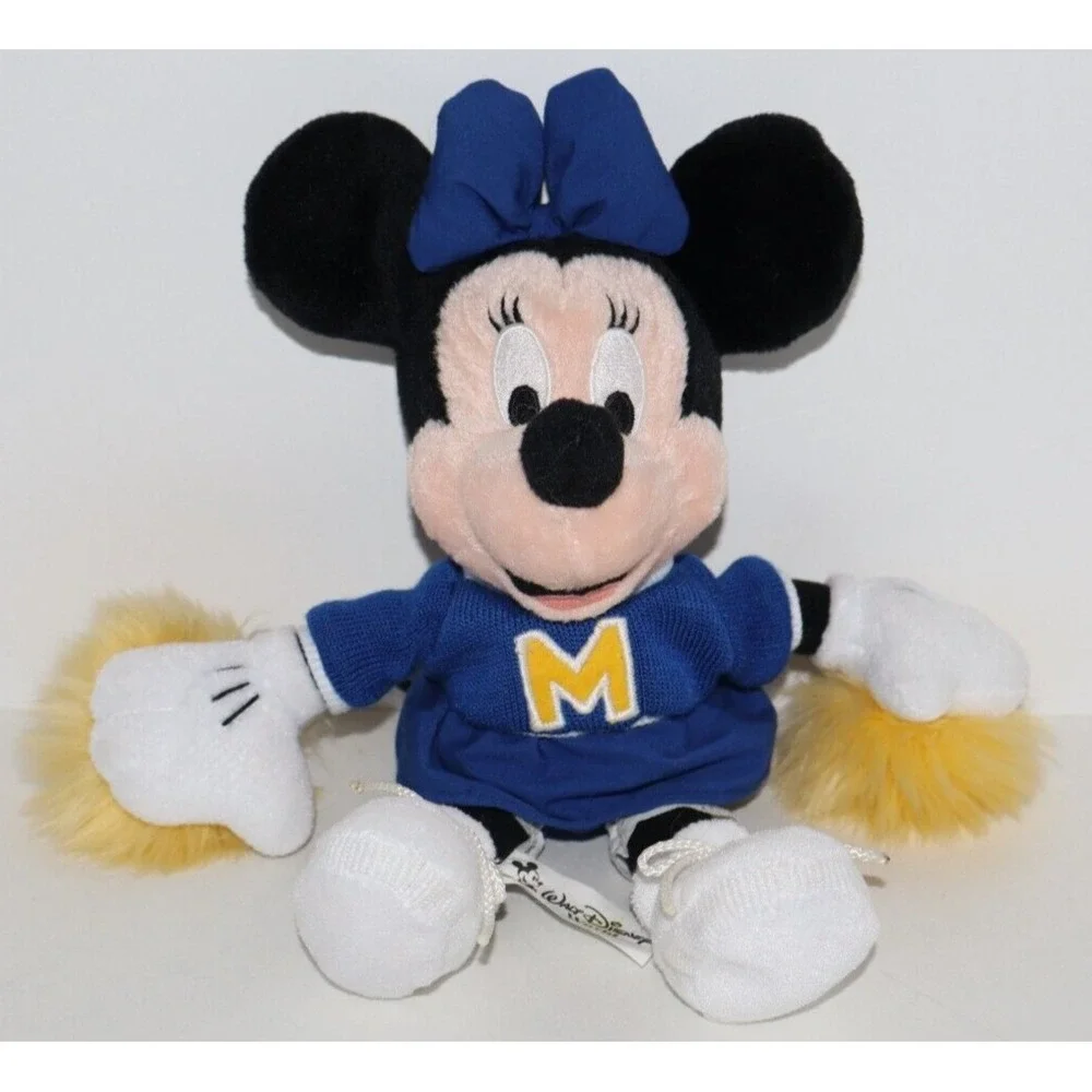 Walt Disney World Cheerleader Pom Poms Blue & Yellow Minnie Mouse Stuffed Plush